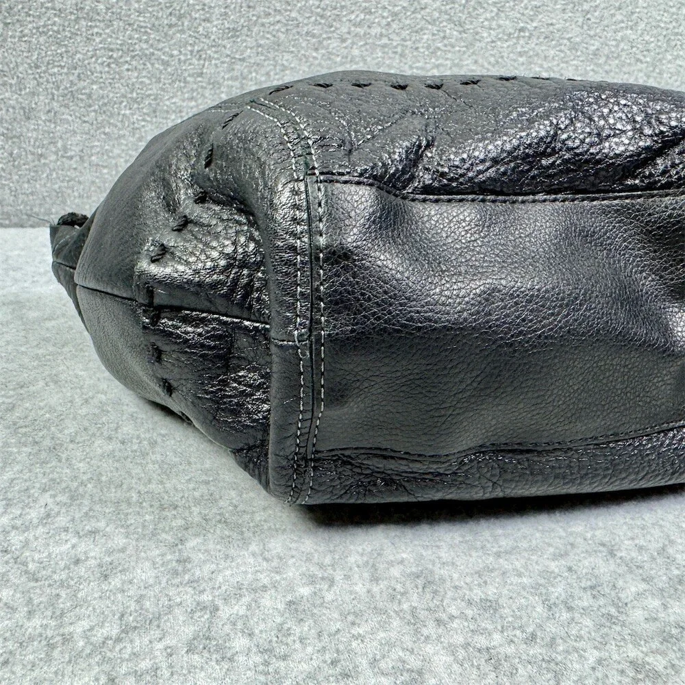 the Sak Womens Black Leather Hobo Shoulder Bag Zip Top Slouch Purse Medium
